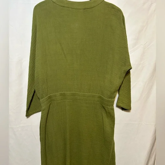 NWT SOFT SURROUNDINGS Drina Gauze Button Front Midi Dress Fern‎ Green Sz Medium - Picture 5 of 12